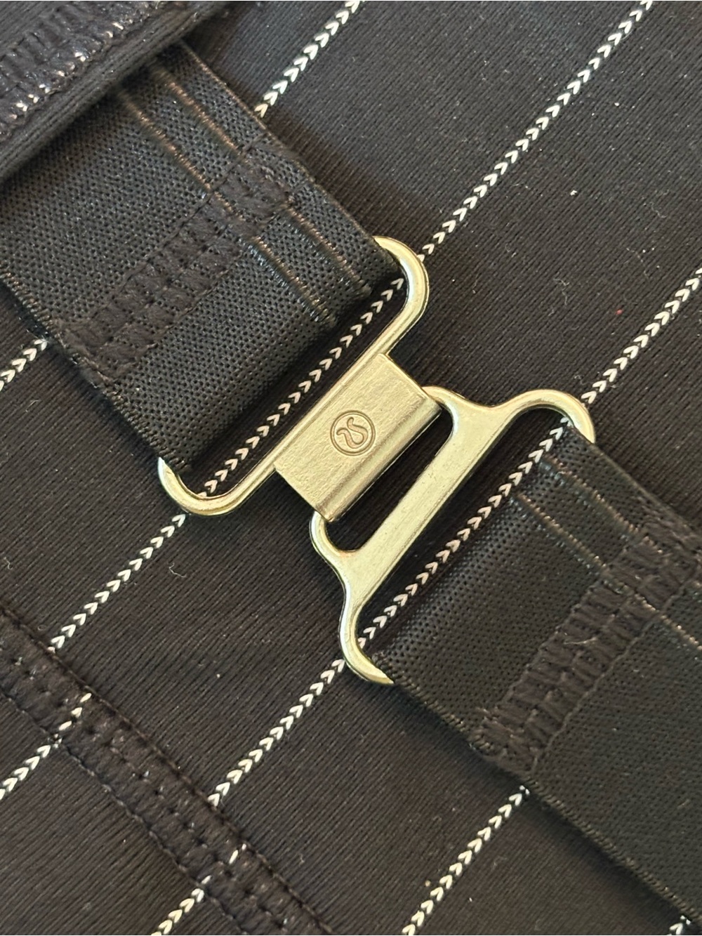 Vintage Lululemon Y2K Pinstripe Low Rise Flare Pants Hook Belt Black Size 10 - Picture 9 of 9